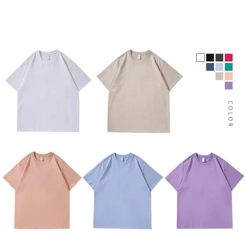 Commercio all'ingrosso 220gsm 100% cotone pesante T-shirt di buona qualità colori Comfort magliette Unisex magliette personalizzate tagliate e cucite