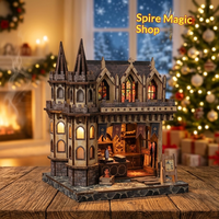 Kit DIY Book Nook Spire Magic Shop, Puzzle 3D en Bois, Kit Maison de Poupées Miniature, Insert de Bibliothèque Fait Main pour Décoration Intérieure et Cadeau