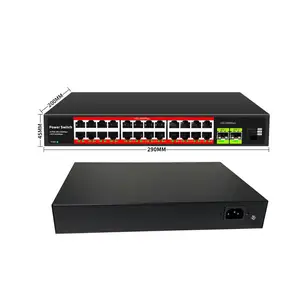 Commutateur de réseau de commutateur Poe Ethernet 24 ports avec commutateur Non géré de Port de Fiber optique de 2x1000m