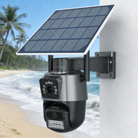 ICSEE 6mp Dual Lens PTZ Solar Wifi Security Camera Full Hd Night Vision Alarm System Ip Network Cctv Camera 4g Sim Card