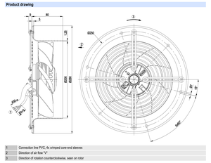Ventilateur axial de refroidissement ebm-papst W2E200-CH38-01, 200 mm, ventilateur de ventilation industriel AC, équipement HVAC - Product Image 3