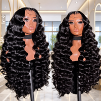 Perruque Lace Front Longue Ondulée Profonde en Cheveux Humains Vierges Brésiliens Remy, Grande Taille, Ligne de Cheveux Naturelle, pour Femmes Noires