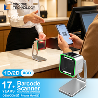 Escáner de Código de Barras de Escritorio Xincode, Lector de Códigos QR 2D con Cable USB, para Supermercados, Punto de Venta, Lector de Precios