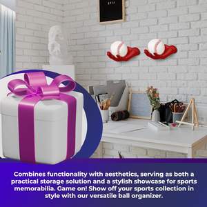 Soporte de Pared para Pelotas con Diseño de Mano Esculpida en Rojo, para Pelotas de Béisbol y Tenis, con Almacenamiento para Artículos de Colección Firmados - Product Image 3