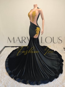 MF Sparkly Custom Gold Rhinestone Satin Natural Elegant Prom Sexy Mesh <b>Corsets</b> Sequin Long Trumpet Ball Gown Evening Dress Women - Product Image 3