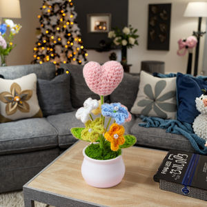 Flores de Ganchillo de <span class=keywords><strong>Lana</strong></span> Piante, Listas para Usar, Venta al por Mayor, Navidad, Graduación, Año Nuevo Chino, con Flores y Hojas - Product Image 2