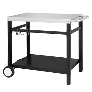 Double Tier Outdoor Barbecue <b>Worktable</b> Cart, Heavy Duty Stainless Steel BBQ Prep Cart for Patio Restaurant Outdoor Cooking - Product Image 1