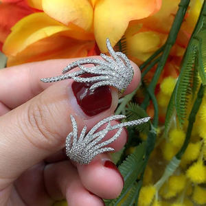 Orecchini pendenti in cristallo placcati oro Bohemia per donna, a forma di pianta, alla moda, in lega, colore oro bianco - Product Image 4