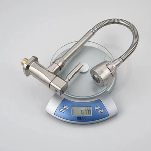 Hiện Đại Duy Nhất Xử Lý Satin Nickel Nhà Bếp Vòi Nước Ếch Ngang Xoay Đầu Gốm Van Lõi Đơn Lỗ Món Ăn Lạnh Lưu Vực - Product Image 5