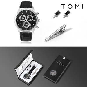 New TOMI T602 4PCS Set <strong>Gift</strong> Box <strong>Men's</strong> Fashion Business Quartz Watch Leisure Calendar Watch <strong>Men's</strong> Cufflinks Tie Clip Watch <strong>Gift</strong> - Product Image 1