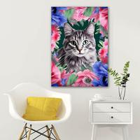Vente en gros 5d bricolage diamant peinture chat et fleurs mosaïque plein foret fait à la main rond carré AB diamant peinture ensemble décor à la maison