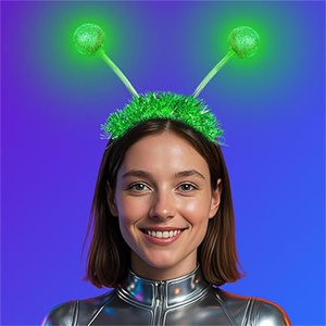 Venta superior Light up Alien Headband LED Martian Hair Band Antena Accesorios para el cabello para suministros de fiesta de Halloween - Product Image 5