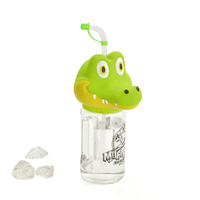 Nouveauté Écologique – Gobelet Portable Transparent de 600 ml (20 oz) en Forme d'Alligator Ludique avec Paille et Poignée pour Enfants – Idéal pour les Fêtes