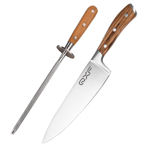 Juego de cuchillos de Chef con afilador 2021 Artículo de regalo Nueva llegada Knight Series 8 pulgadas Juego de dos piezas Cocina Corte Alimentos Cebra Madera - Product Image 6