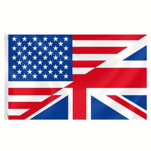 USA UK <b>Flag</b> 3x5 Ft Pennant Style Banner with Brightly Colored Brass Grommets 100D Polyester Outside Decor - Product Image 1