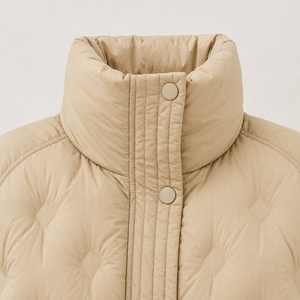 Women's Eco-Friendly Garment Dyed Designer Quilted Puffer <b>Jacket</b> <b>Waterproof</b> Windproof Breathable Lake Blue Polyester Down <b>Jacket</b> - Product Image 3