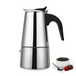 cleaning moka coffee pot Suppliers-Amazon Barang Baru 2022 Pembuat Kopi Espresso Gaya Eropa Aman Makanan Stainless Steel French Press Moka Pot