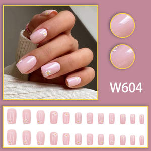 W604 2025 lindo Europa y América Simple <span class=keywords><strong>girasol</strong></span> justo y tierno joven estudiante dulce Hada suave forma cuadrada puntas de <span class=keywords><strong>uñas</strong></span> - Product Image 2
