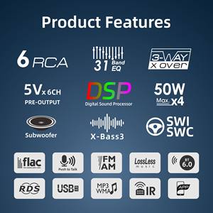 Reproductor <span class=keywords><strong>MP3</strong></span> para Auto DSP 1DIN, Radio para Auto con Bluetooth 6.0, Control por Voz Manos Libres, Crossover de 3 Vías, Control por Aplicación, RDS, FM, AM, USB, AUX - Product Image 4