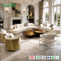 Canapé Boucle Sculptural Luxe en Forme de Croissant, en Cuir Véritable Premium, Ensemble de Salon, Personnalisation de Mobilier pour Villa et Maison Entière