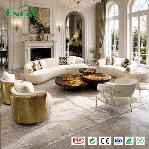 Canapé Boucle Sculptural Luxe en Forme de Croissant, en <span class=keywords><strong>Cuir</strong></span> Véritable Premium, Ensemble de Salon, Personnalisation de Mobilier pour Villa et Maison Entière - Product Image 1