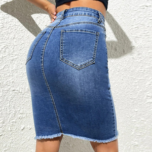 Prix de Gros <span class=keywords><strong>Jupe</strong></span> <span class=keywords><strong>en</strong></span> <span class=keywords><strong>Jean</strong></span> <span class=keywords><strong>Taille</strong></span> <span class=keywords><strong>Haute</strong></span> Longueur Midi Genou <span class=keywords><strong>Jupe</strong></span> Portefeuille - Product Image 3