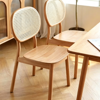 Chaise de salle à manger en bois massif et rotin Tenghang, style nordique mi-siècle moderne, style japonais Wabi Sabi, pour la maison, le café, le restaurant