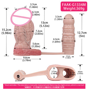 FAAK <b>Remote</b> <b>Control</b> vibrating Butt <b>Plug</b> Anal Dilator with Open-ended Realistic Penis Sleeve Cock Enlarger Sex Toys For Men OEM - Product Image 3
