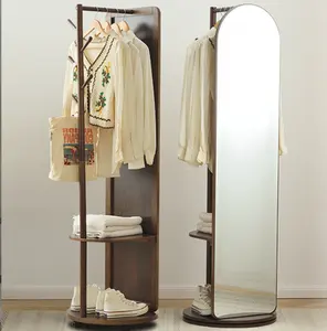 Вращающееся деревянное стоячее зеркало для одежды