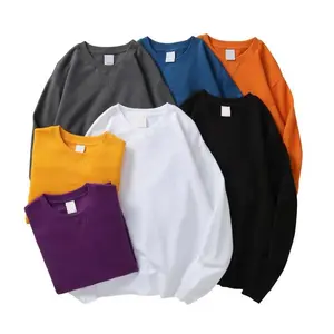Wholesale 380G Pullover Men Cotton Sweatshirts & Hoodies Crew Neck Inverted Triangle Stitching Off Shoulder Men Sweatshirts