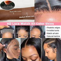 Wig Rambut Asli Manusia 40 Inch Full Lace Front, Wig Rambut Asli Manusia 5X5 HD Lace Closure Tanpa Lem, Wig Rambut Asli Manusia Tanpa Lem untuk Wanita Kulit Hitam
