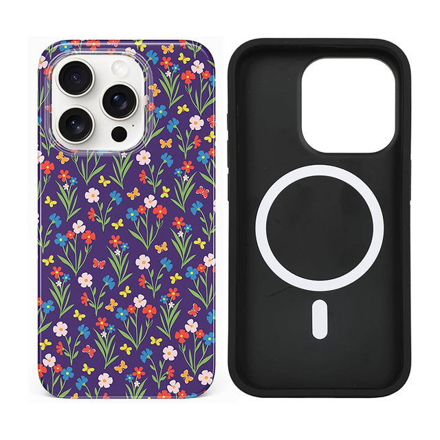 Flower Pattern TPU Full Wrap Print Magnetic Mobile Phone Case with N52 Magnet for iPhone 12 13 14 15 16 Pro Max
