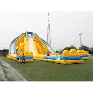 3 개의 차선 10m 긴 미끄러짐을 가진 성인을 위한 높은 거대한 팽창식 하마 물 미끄럼 및 Sino Inflatables 공장에서 끝에 활주