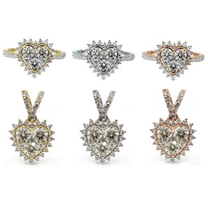Vente en gros de bijoux fantaisie mignons et tendance, personnalisés, de haute qualité, en or blanc 18 carats, avec diamants véritables, pour fiançailles, cadeaux, fêtes, mariages, design en forme de cœur - Product Image 4