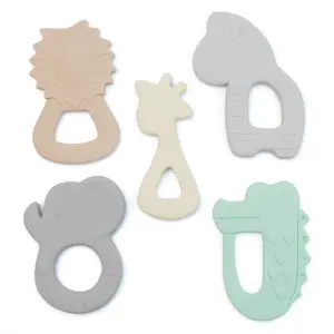 Juego de <span class=keywords><strong>mordedor</strong></span> de silicona sin BPA 2025 con una caja con forma de Animal, <span class=keywords><strong>mordedor</strong></span> para bebé, juguetes para masticar - Product Image 1