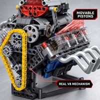 Kaiyu K96202 – Bloc de construction de moteur V8 simulé avec programmation mécanique, modèle de moteur jouet à construire avec moteur électrique