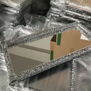 Grosir Nampan Cermin Dekoratif Pernikahan dengan Dekorasi Kristal Berlian untuk Kopi Gula Teh Jar