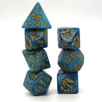 Jeu de dés polyédriques personnalisés Dragon acrylique en vrac dés à tourbillon à paillettes bleues