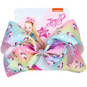 Venta al por mayor de fábrica BSCI: Pasadores de metal con lazo de unicornio de 8 pulgadas, lazos para el pelo estilo <span class=keywords><strong>JOJO</strong></span> Siwa, en caja ecológica. - Product Image 4