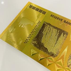 Billet de banque en or zimbabwéen 24 carats, personnalisé, en gros, brillant, durable, imperméable, cent trillon de dollars - Product Image 5