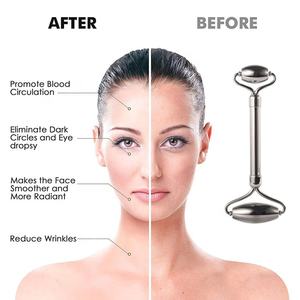 Masajeador de enfriamiento facial de metal para belleza y spa con logotipo personalizado, rodillo de masaje de Color plateado, masajeador facial de acero inoxidable de doble cara - Product Image 4
