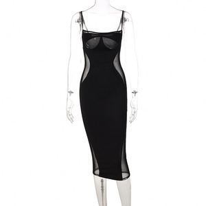 chinese dress ladies Lightweight Black Tight Midi Dress: Hot Cutout Sexy Halter Style Black / M