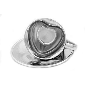 Isolati Tazza di Caffè <span class=keywords><strong>con</strong></span> Piattino In Acciaio Inox a Forma di <span class=keywords><strong>Cuore</strong></span> A Doppia Parete Tazza di Caffè Espresso - Product Image 1