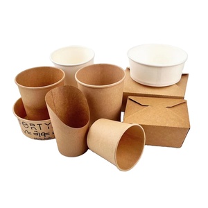 Assiettes jetables en papier kraft <span class=keywords><strong>pour</strong></span> salade, riz, soupe, pâtes, bols, emballages alimentaires, boîte avec couvercles - Product Image 4