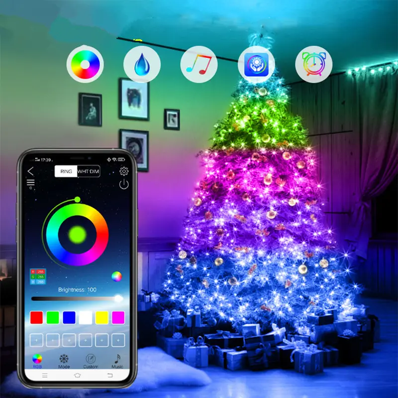 Christmas Tree Decoration Supplies Smart Phone App Wifi Remote Control LED Garland Fairy String Light