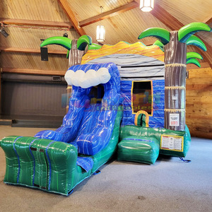 Château gonflable tropical pour enfants avec toboggan aquatique, pour usage commercial en extérieur - Product Image 5