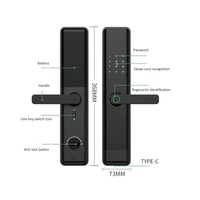 Cerradura Inteligente para Puerta Tuya Wi-Fi X7 Compatible con Huella Dactilar/Contraseña/Tarjeta IC/Llave/NFC/Desbloqueo por Aplicación para Uso en Dormitorio/Puerta de Entrada