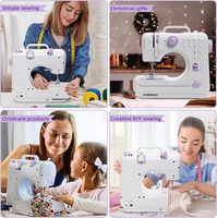 Mini machine à coudre électrique portable en plastique pour la maison, kit de couture manuel à double vitesse pour débutants, réparation de vêtements DIY