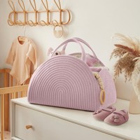 Panier de rangement pliable en corde de coton 100 % écologique, tressé, durable, en forme de demi-lune, pour couches de bébé, design moderne, haute qualité
