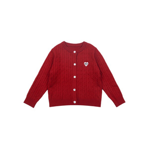 Child Star Circle Girls Cable Knit Cardigan Heart Design Soft Sweater Full Sleeve Crew Neck Autumn Wear - Product Image 5
